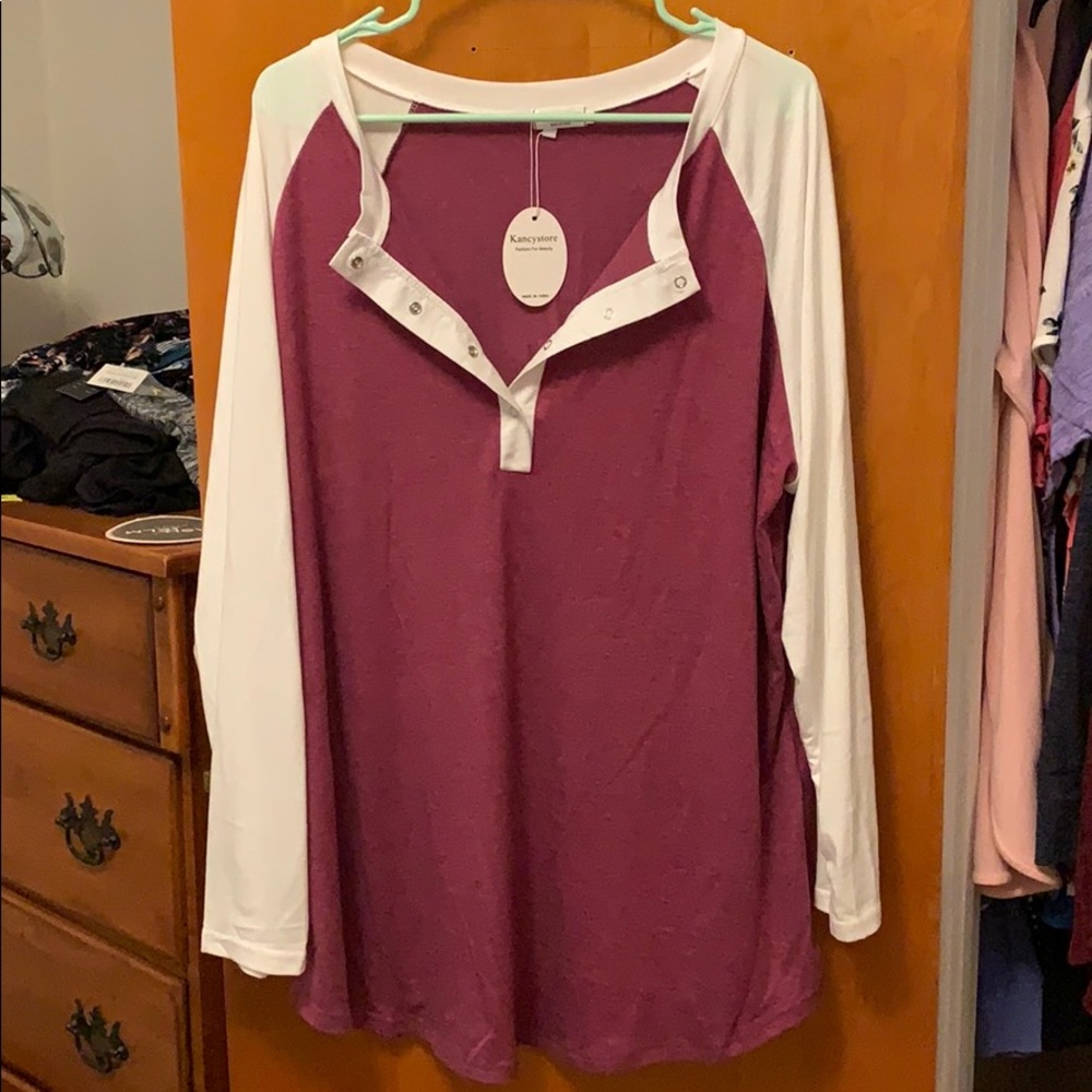 XXL Snap-front Raglan Baseball Shirt long sleeve